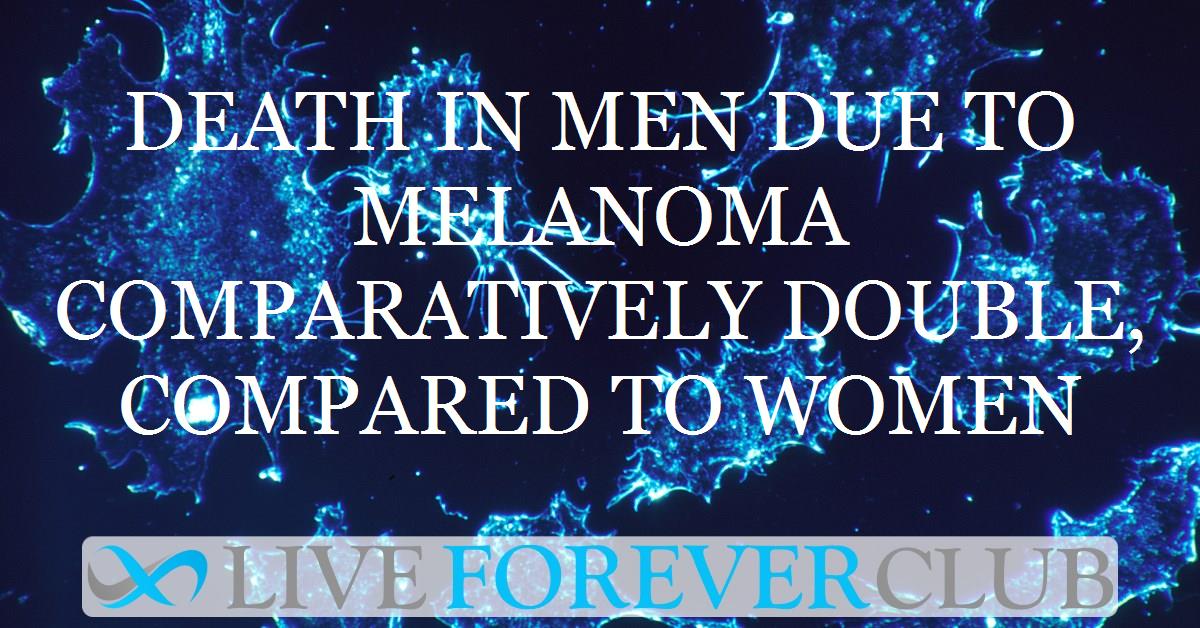 Death in men due to melanoma comparatively double, compared to women