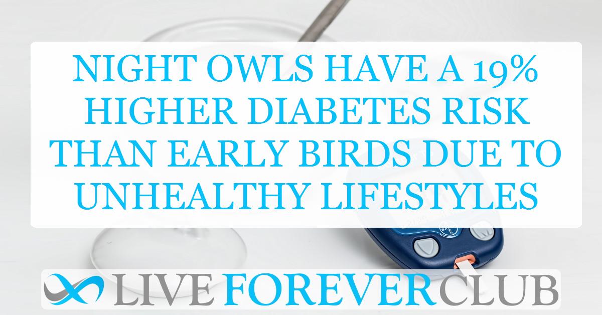 Night owls have a 19% higher diabetes risk than early birds due to unhealthy lifestyles