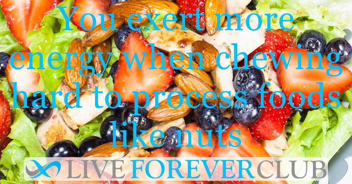 Study says you exert more energy when chewing hard to process foods like nuts
