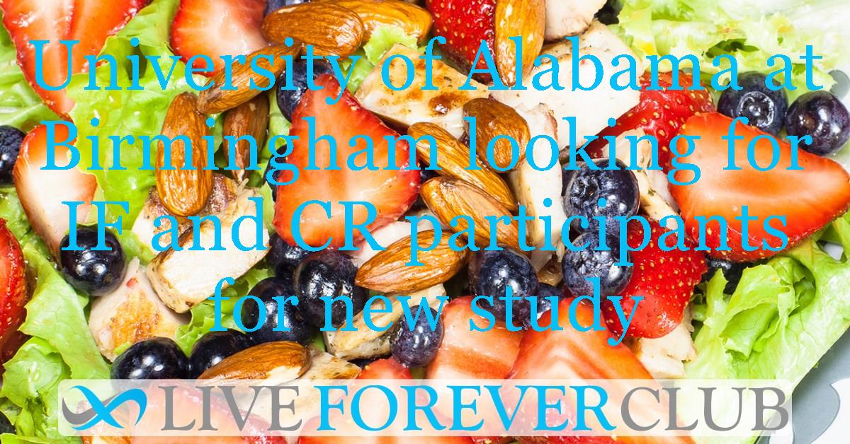University of Alabama at Birmingham looking for IF and CR participants for new study