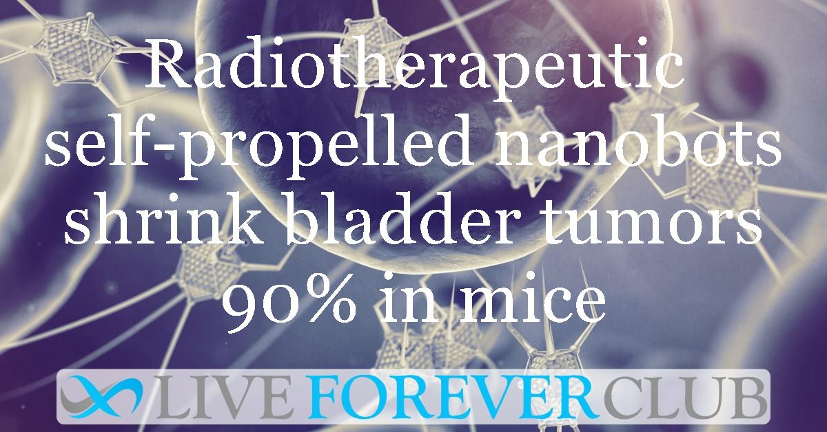 Radiotherapeutic self-propelled nanobots shrink bladder tumors 90% in mice
