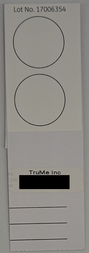 TruMe TruAge test sample card empty