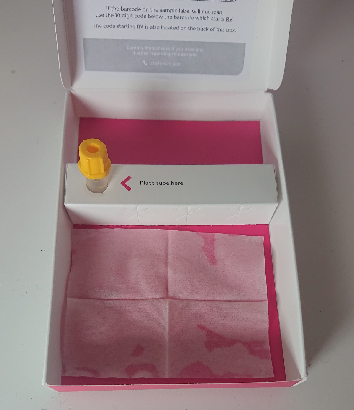 medichecks sample vial empty